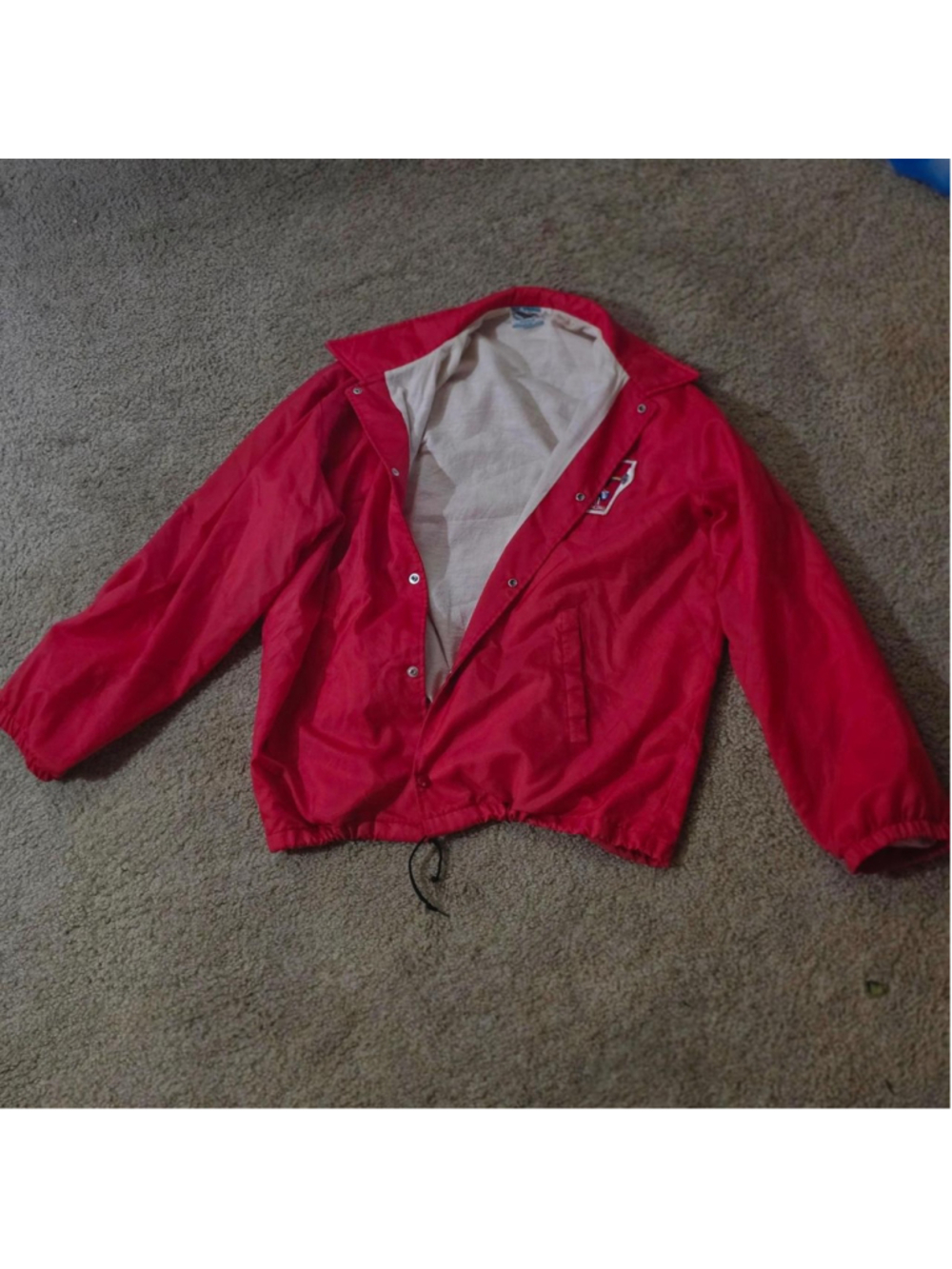 Red vintage Winston Drag Racing jacket with embroidered patch